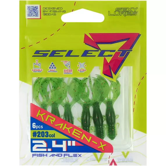 Силікон Select Kraken-X SE 2.4" #203 (6шт/уп), Довжина силікону: 2.4" (6.1 см), Колір силікону: 203, фото , изображение 2